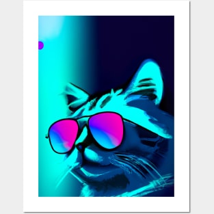 Cat with Sunglasses Posters and Art